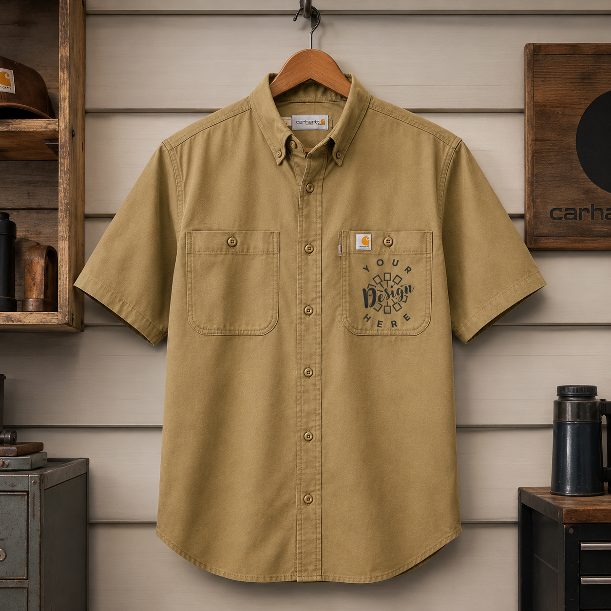 Carhartt Work Shirt with Logo – Short Sleeve Button-Down Uniform Shirt