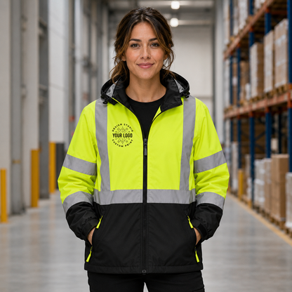 Custom ANSI Class 3 Safety Windbreaker with Logo – CornerStone CSJ25 Hi-Vis Work Jacket