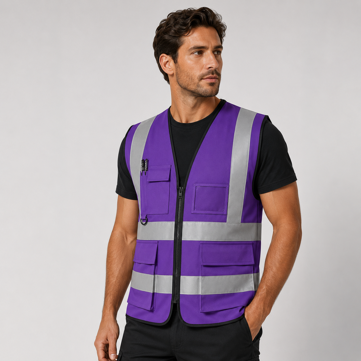 Custom High-Visibility Safety Vest with Logo and Text – Reflective Work Vest for Crews