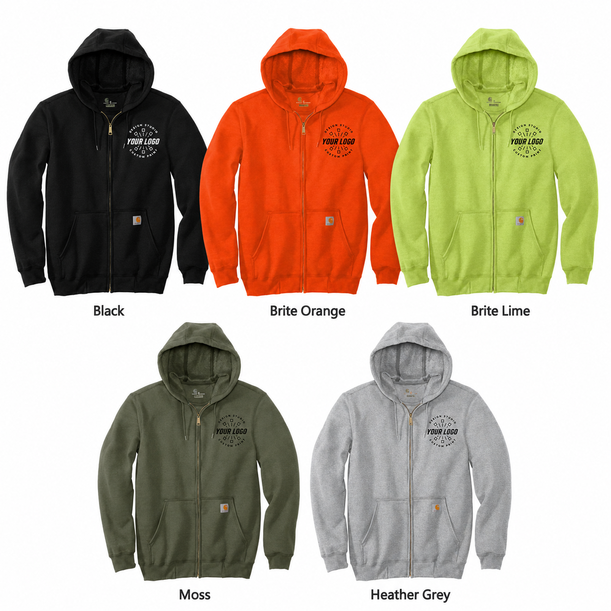 Personalized Carhartt Hoodie – Custom Logo Full-Zip Sweatshirt for Teams & Crews