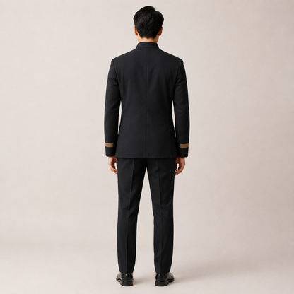 Men’s Hotel Doorman Uniform with Logo – Black Gold Concierge Outfit