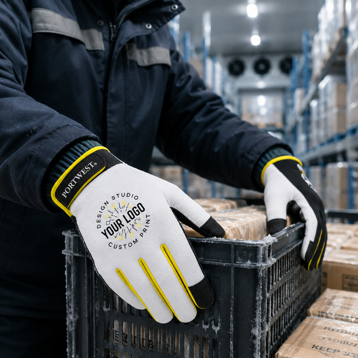 Custom Thermal Work Gloves with Logo – Portwest A776 Leather Palm Cold Weather Gloves