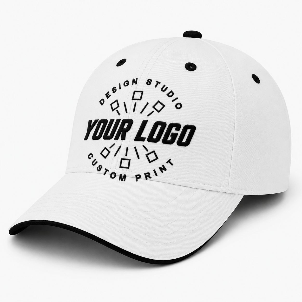 Custom Embroidered Contrast Trim Brushed Cotton Cap