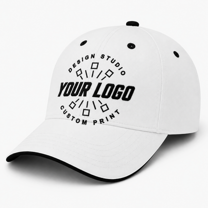 Custom Embroidered Contrast Trim Brushed Cotton Cap