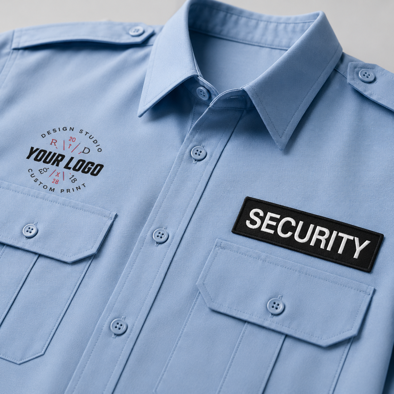 Light Blue Security Guard Uniform Shirt with Logo