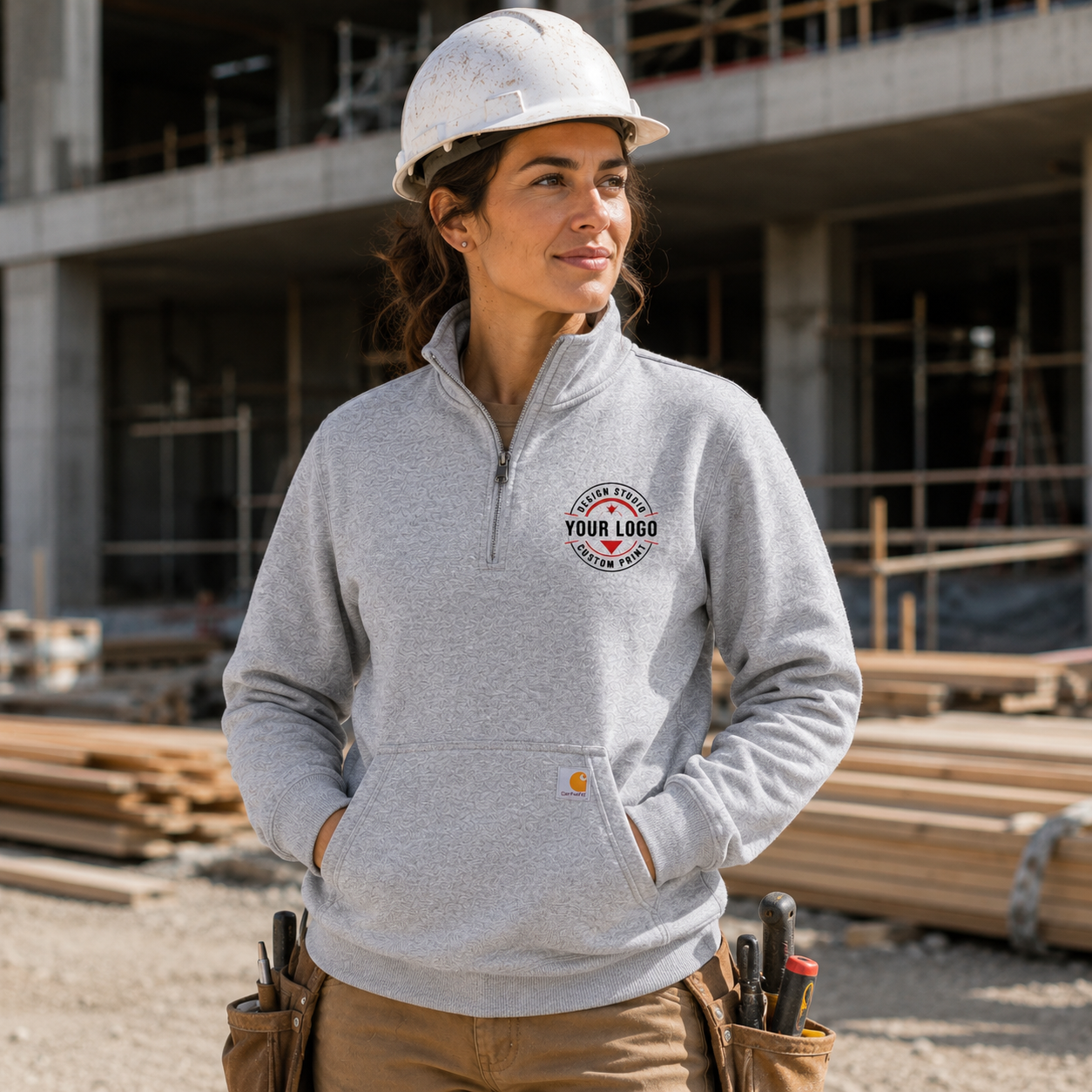 Custom Carhartt 1/4-Zip Sweatshirt with Logo – Midweight Mock Neck Workwear Pullover