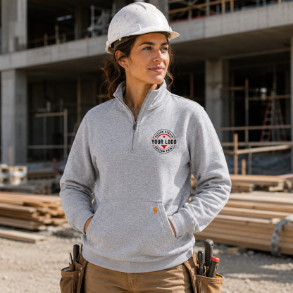 Custom Carhartt 1/4-Zip Sweatshirt with Logo – Midweight Mock Neck Workwear Pullover