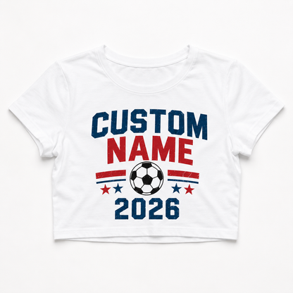Personalized Soccer Game Day Crop Top, Custom Name and Number Shirt, Women’s Soccer Fan Tee, Team Spirit Shirt, 2026 Sports Game Day Top
