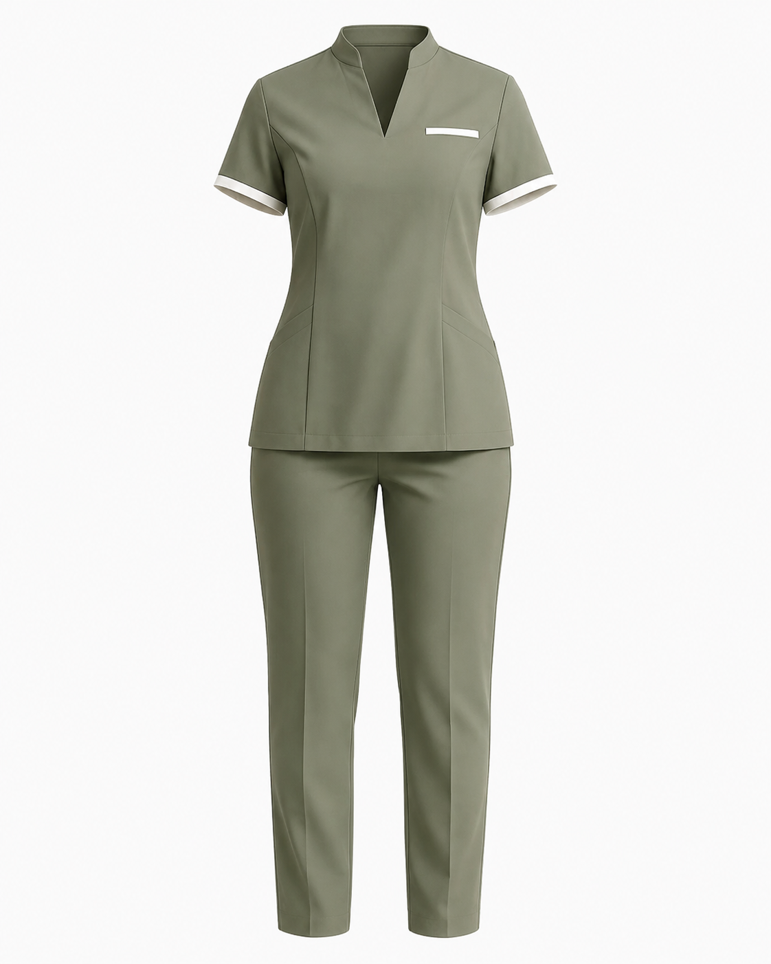 Women’s Olive Green Spa Uniform Set – Personalized Salon Tunic & Pants