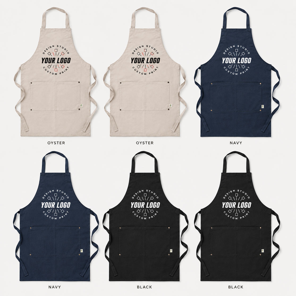 Sustainable Chef Apron – Recycled Material Logo Apron with Front Pocket