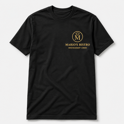Restaurant Staff T-Shirt – Front & Back Logo Uniform Shirt for Cafe & Bar Crew
