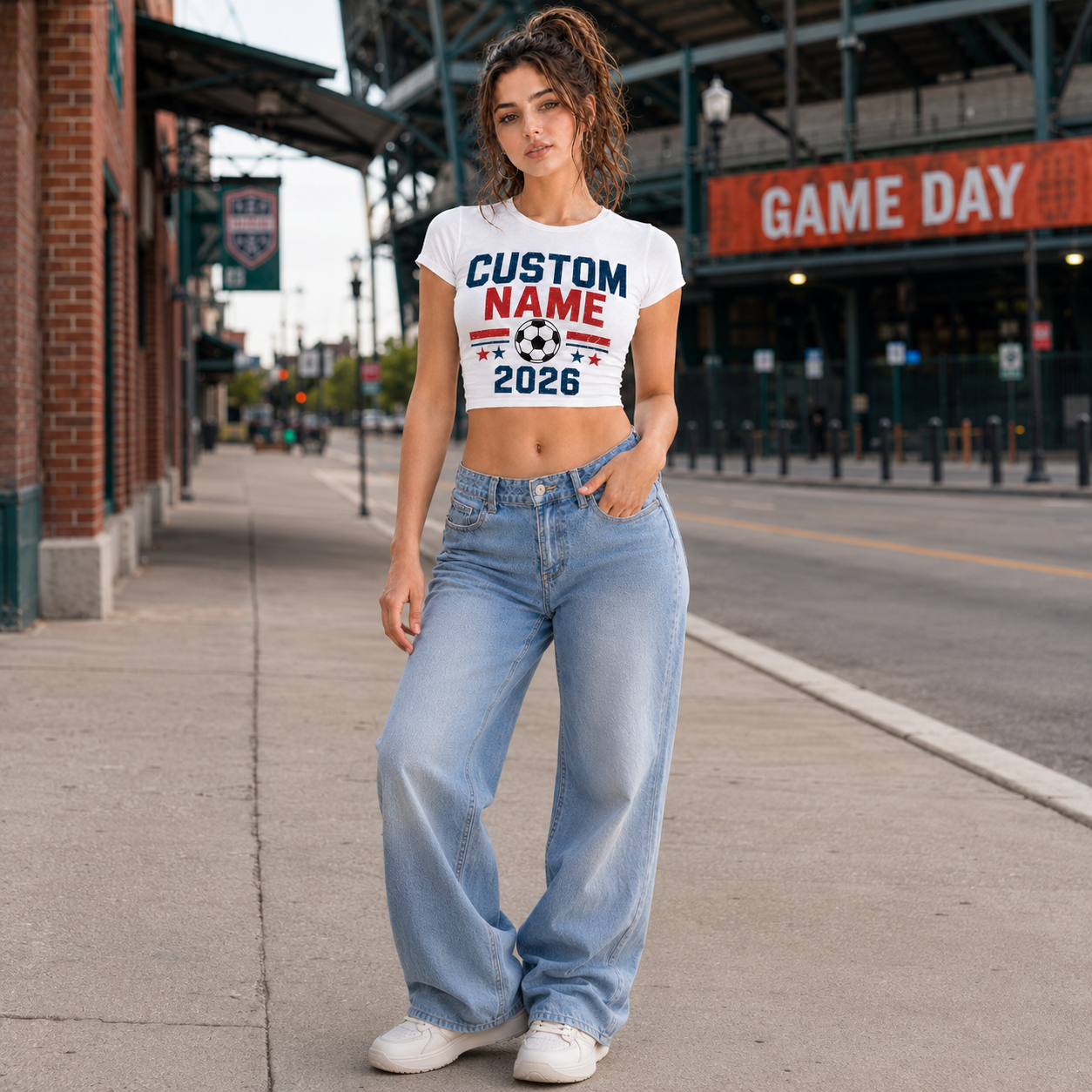 Personalized Soccer Game Day Crop Top, Custom Name and Number Shirt, Women’s Soccer Fan Tee, Team Spirit Shirt, 2026 Sports Game Day Top