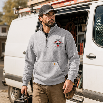 Custom Carhartt 1/4-Zip Sweatshirt with Logo – Midweight Mock Neck Workwear Pullover