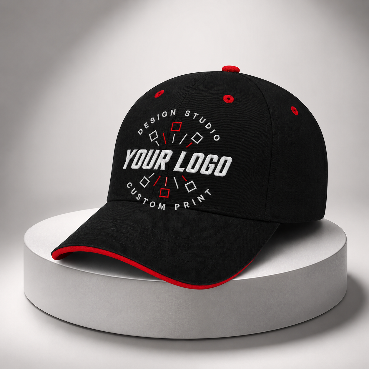 Custom Embroidered Contrast Trim Brushed Cotton Cap