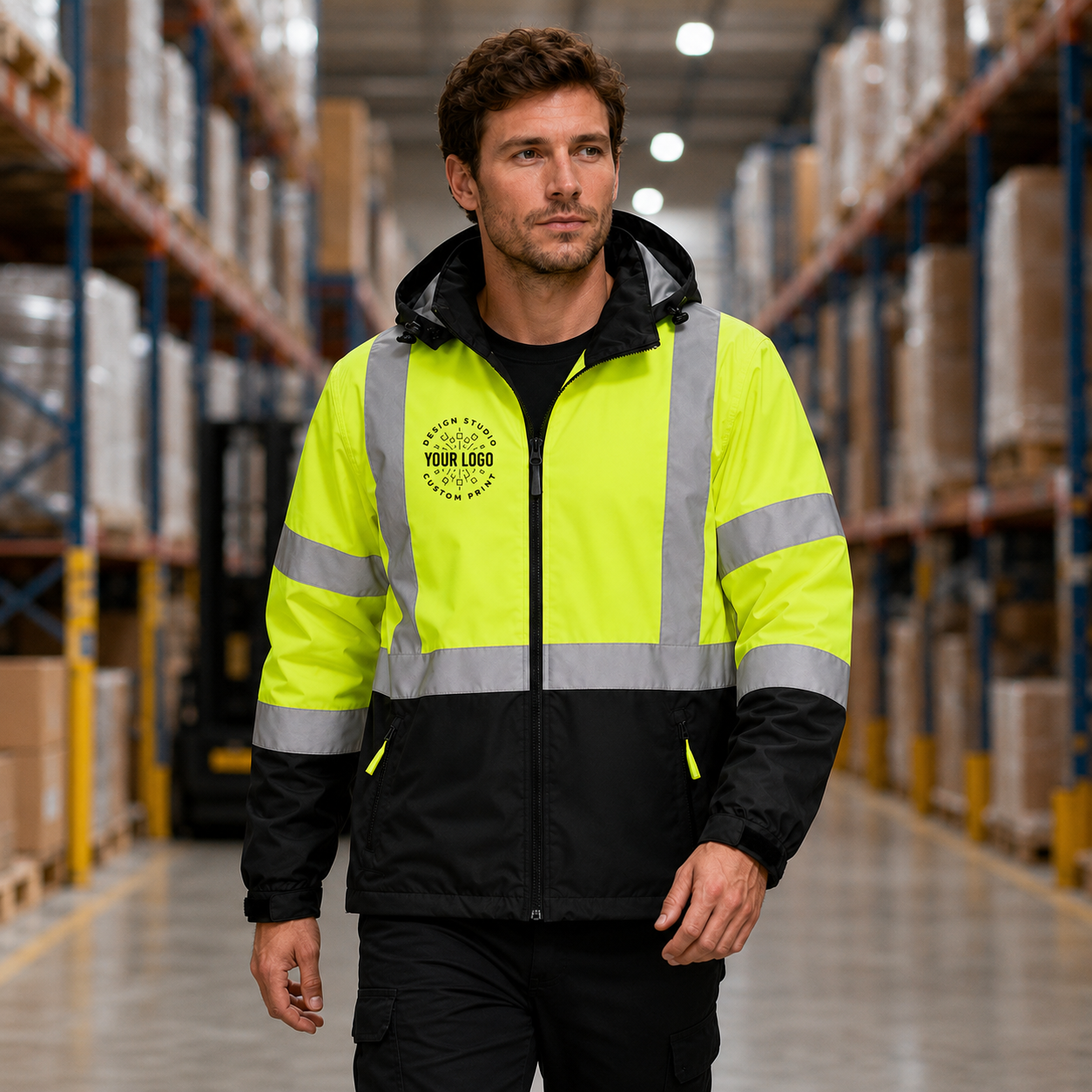 Custom ANSI Class 3 Safety Windbreaker with Logo – CornerStone CSJ25 Hi-Vis Work Jacket
