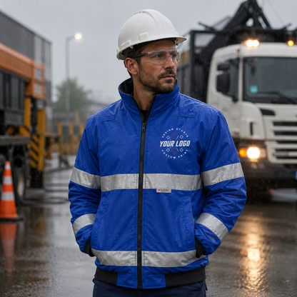 Custom Hi-Vis Jacket with Logo – Charles River 9732 Waterproof Safety Jacket