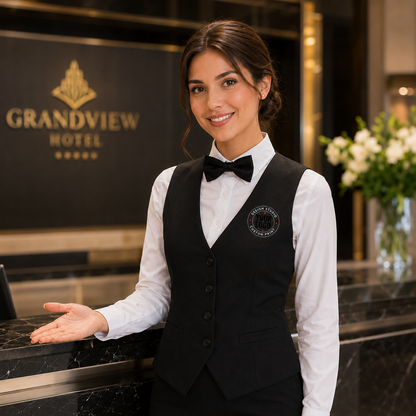 Women’s Waitress Uniform Set with Logo – Formal Restaurant Service Outfit
