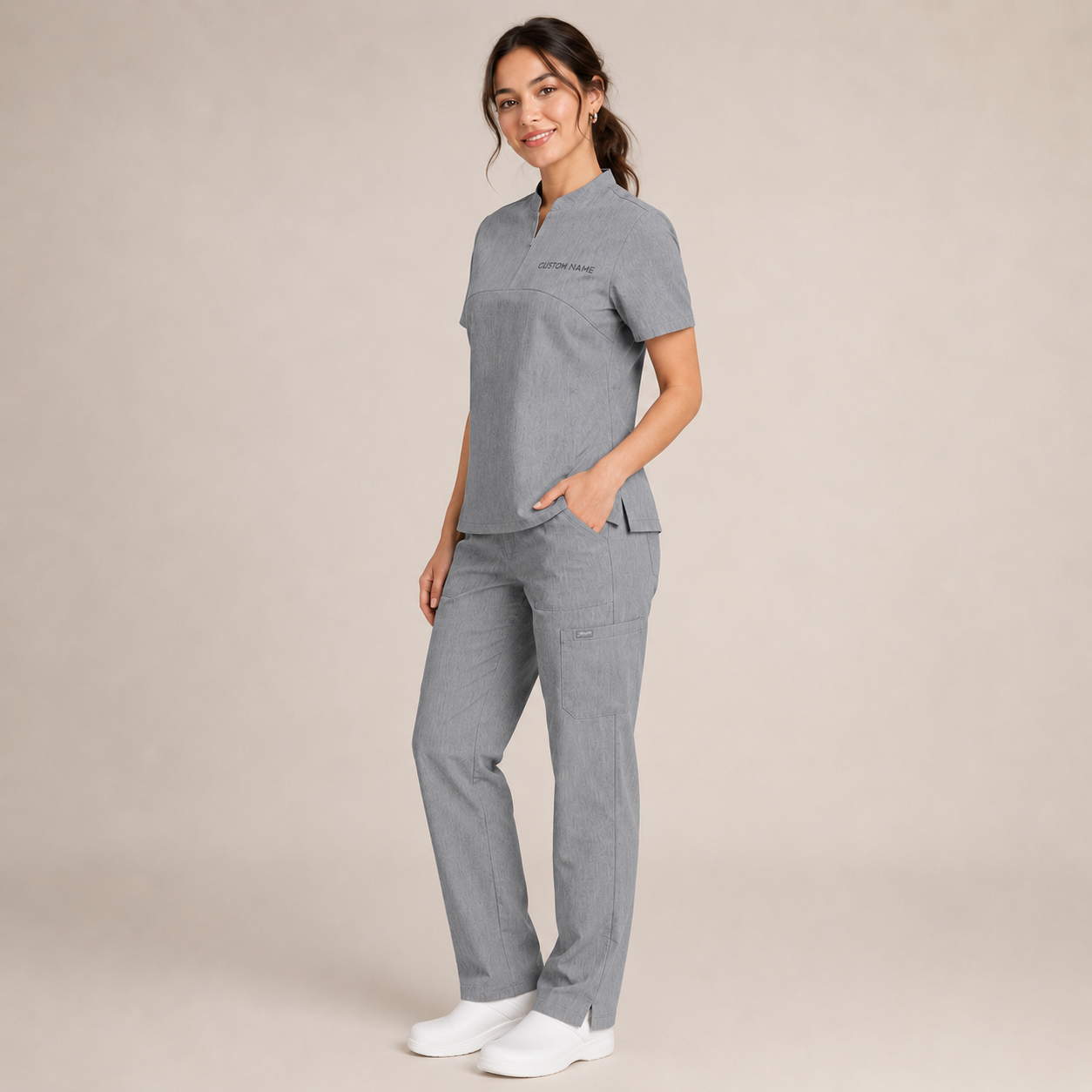 Personalized Scrub Set with Name – Short Sleeve Clinic Uniform for Spa & Salon Staff
