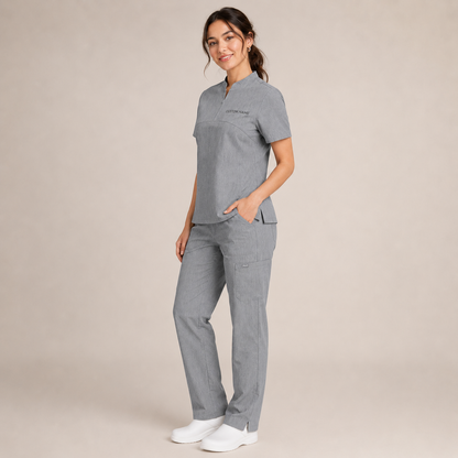 Personalized Scrub Set with Name – Short Sleeve Clinic Uniform for Spa & Salon Staff