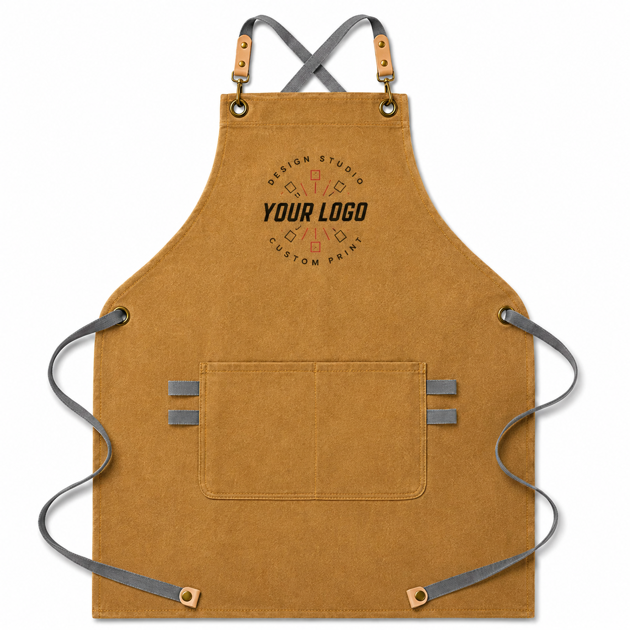 Canvas Leather Apron with Logo – Handmade Work Apron for Chefs & Makers