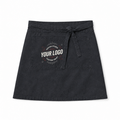 Logo Waist Apron – Cotton Twill Half Apron for Cafe, Restaurant & Barista Staff