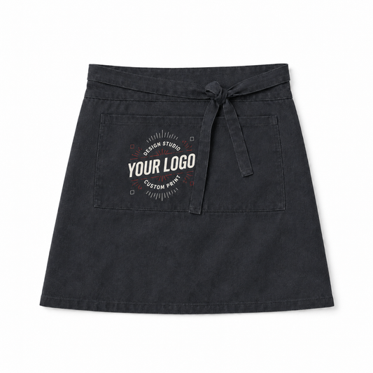 Logo Waist Apron – Cotton Twill Half Apron for Cafe, Restaurant & Barista Staff