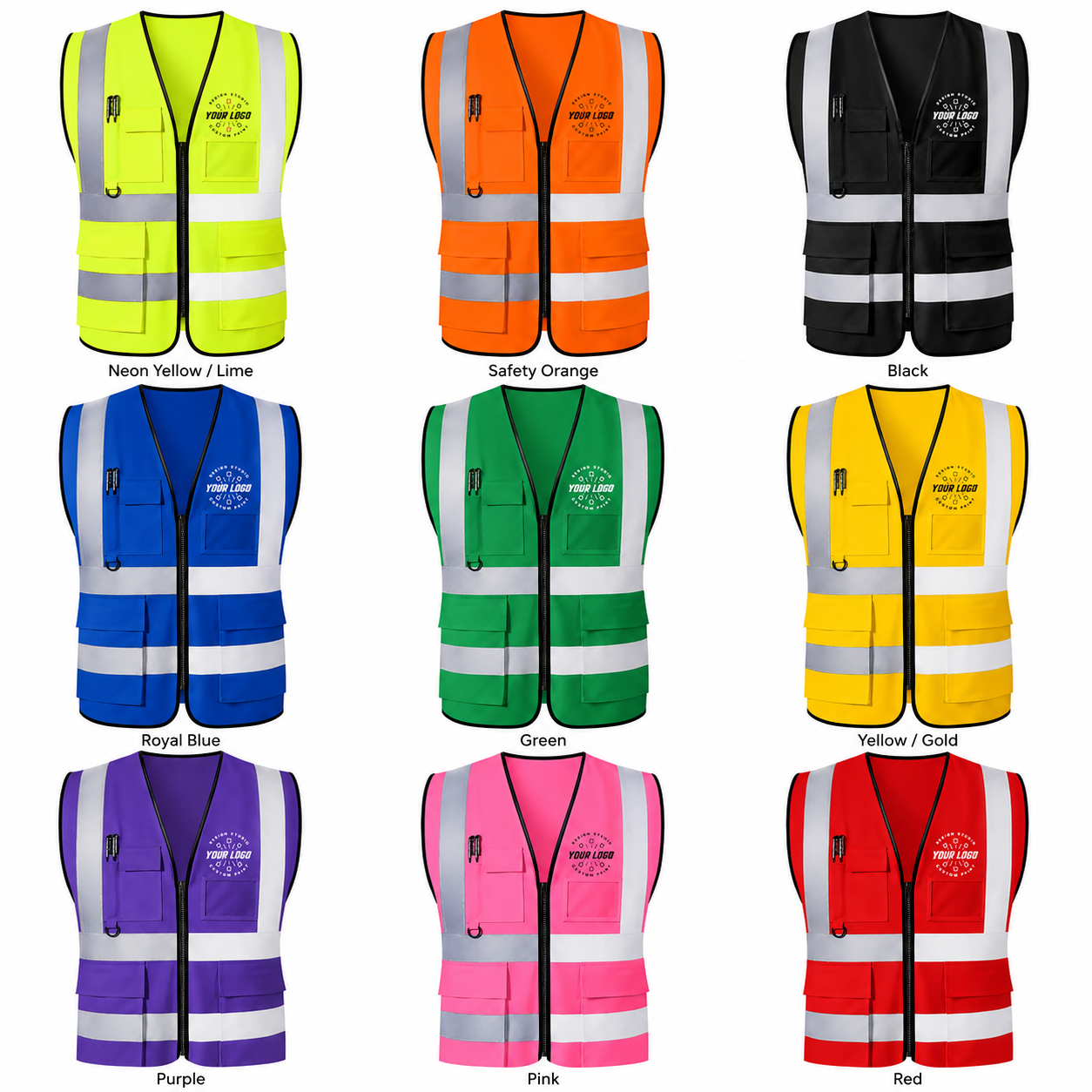 Custom High-Visibility Safety Vest with Logo and Text – Reflective Work Vest for Crews