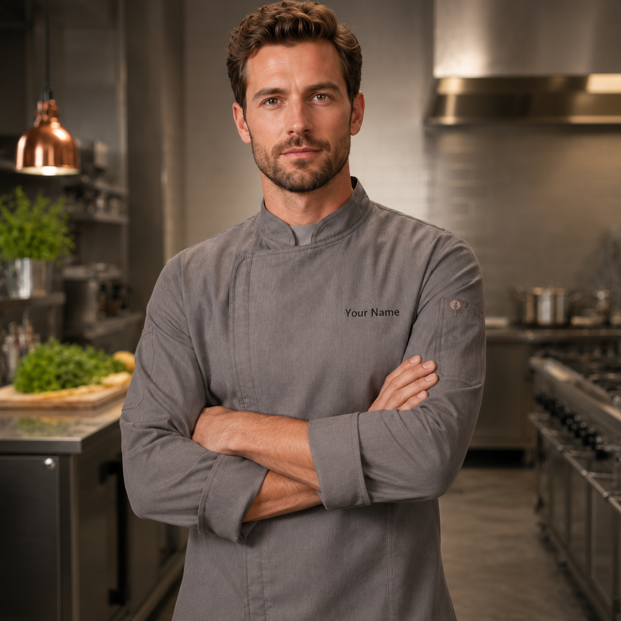 Long Sleeve Chef Jacket – Modern Kitchen Service Coat with Logo