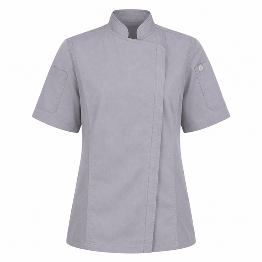 Women’s Short Sleeve Chef Jacket – Logo Service Uniform Jacket