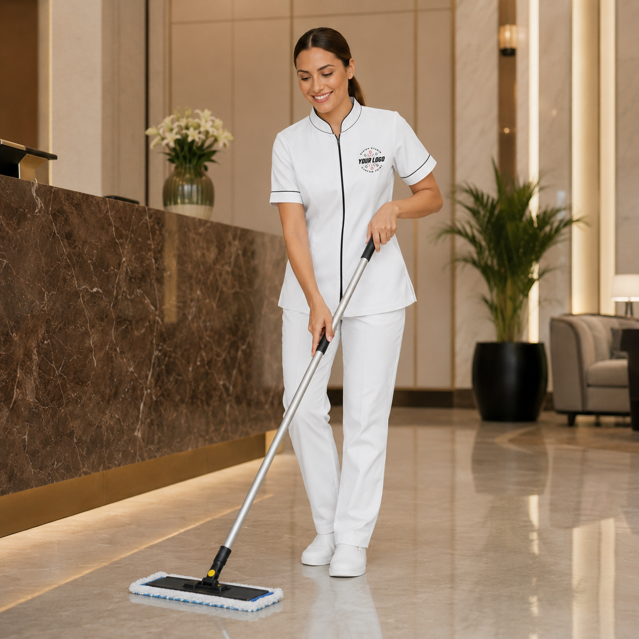 Cleaning Staff Uniform Set with Logo – Professional Housekeeping Workwear
