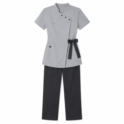 Women’s Spa Scrub Uniform Set – Logo Wrap Top & Pants