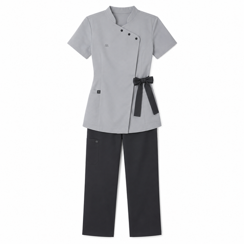 Women’s Spa Scrub Uniform Set – Logo Wrap Top & Pants