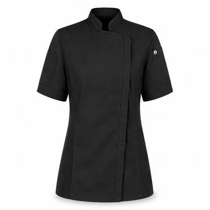 Women’s Short Sleeve Chef Jacket – Logo Service Uniform Jacket