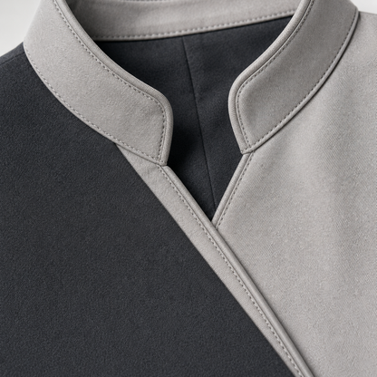 Women’s Spa Receptionist Uniform with Logo – Grey Wrap Front Desk Dress