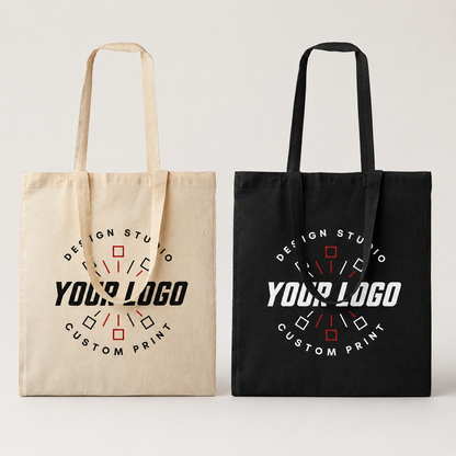 Natural Cotton Tote Bag with Logo – Eco-Friendly Reusable Shopping Bag
