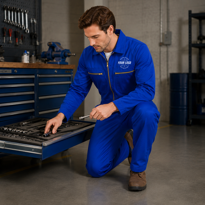 Cleaning Coverall Uniform with Logo – Royal Blue Janitorial Workwear