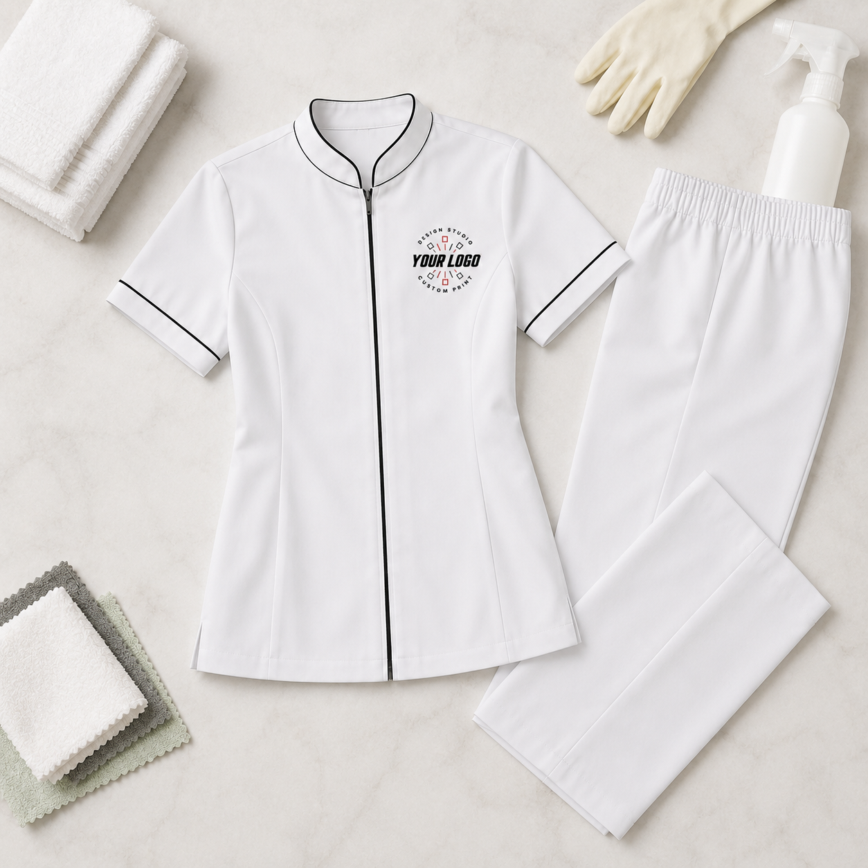 Cleaning Staff Uniform Set with Logo – Professional Housekeeping Workwear