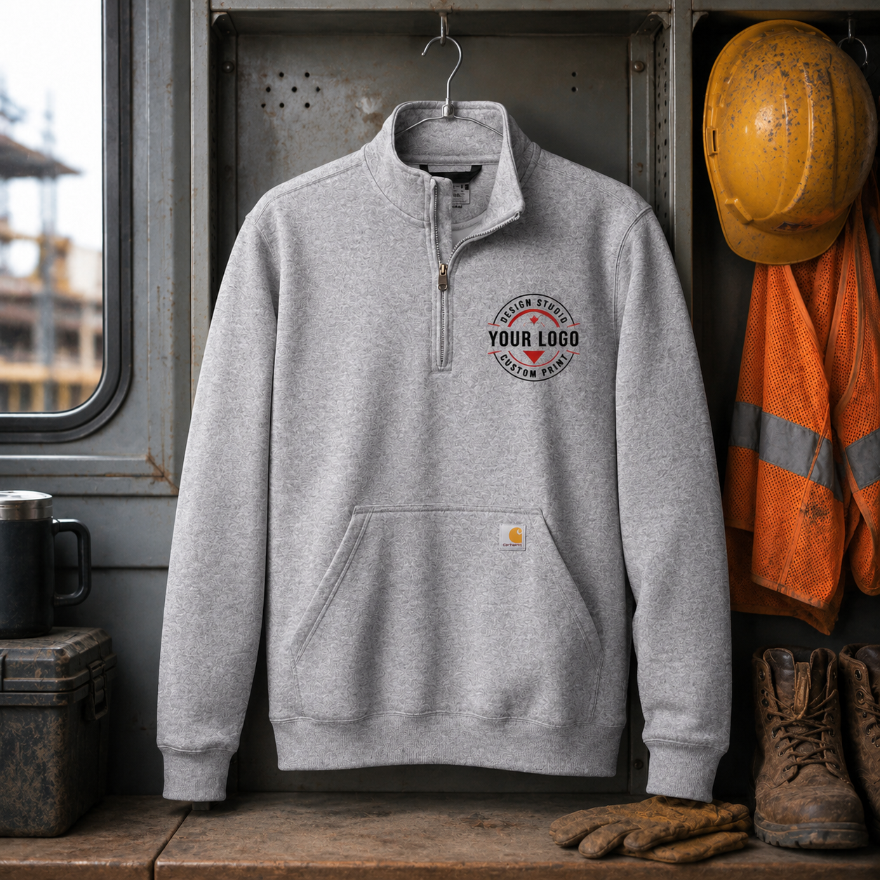 Custom Carhartt 1/4-Zip Sweatshirt with Logo – Midweight Mock Neck Workwear Pullover