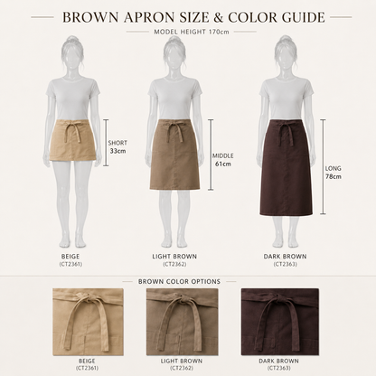 Logo Waist Apron – Professional 3-Length Apron for Restaurants, Cafes & Salons