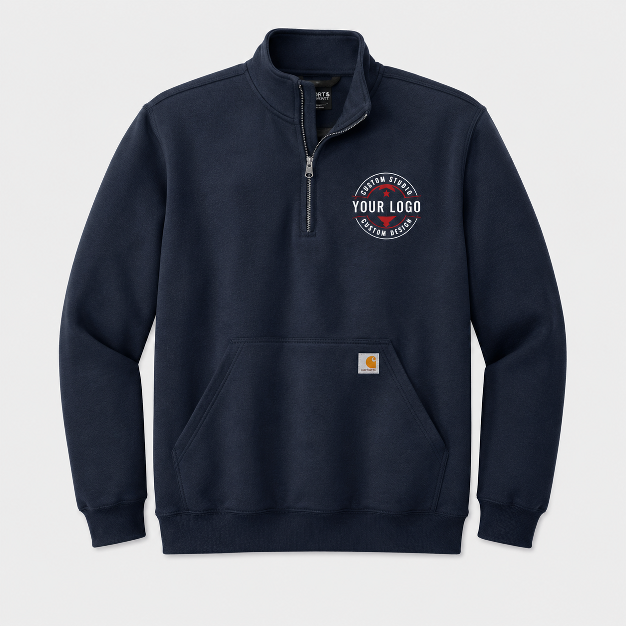 Custom Carhartt 1/4-Zip Sweatshirt with Logo – Midweight Mock Neck Workwear Pullover