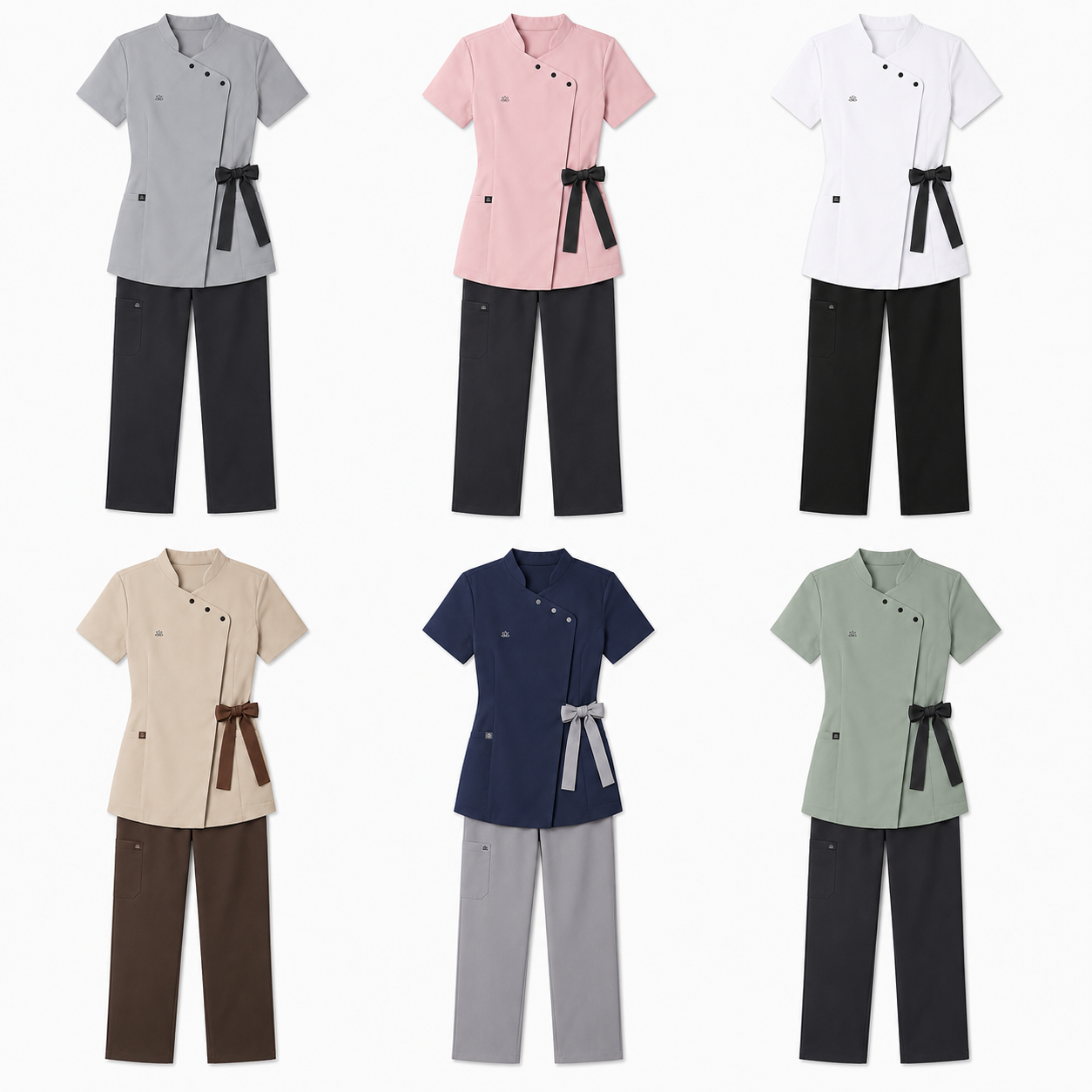 Women’s Spa Scrub Uniform Set – Logo Wrap Top & Pants