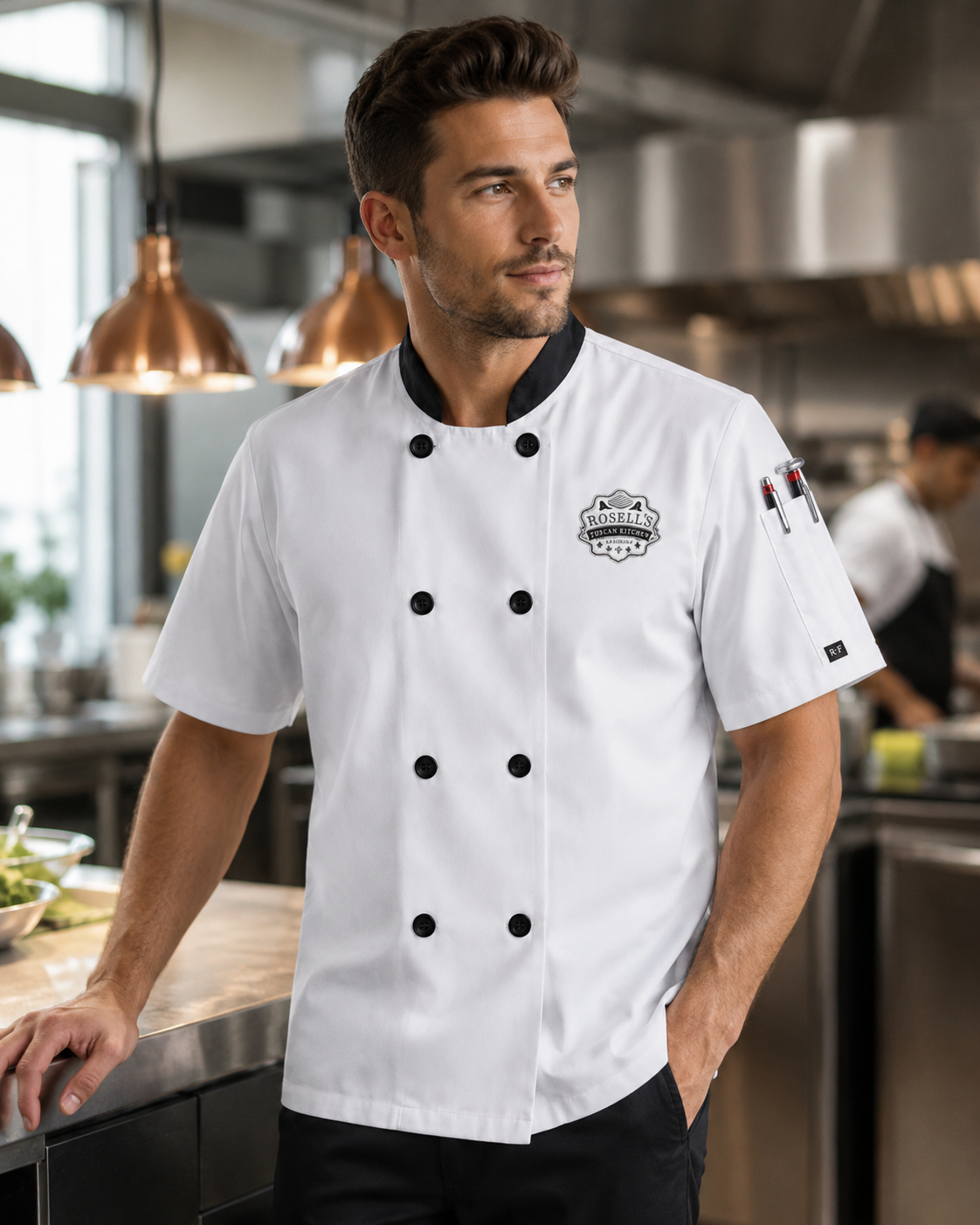 Short Sleeve Chef Jacket – Embroidered Restaurant Chef Coat with Logo