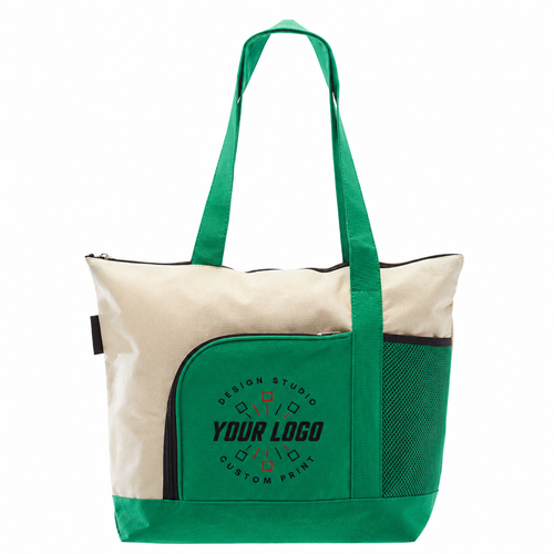 Multi-Pocket Zipper Tote Bag with Logo – Promotional Travel & Event Bag