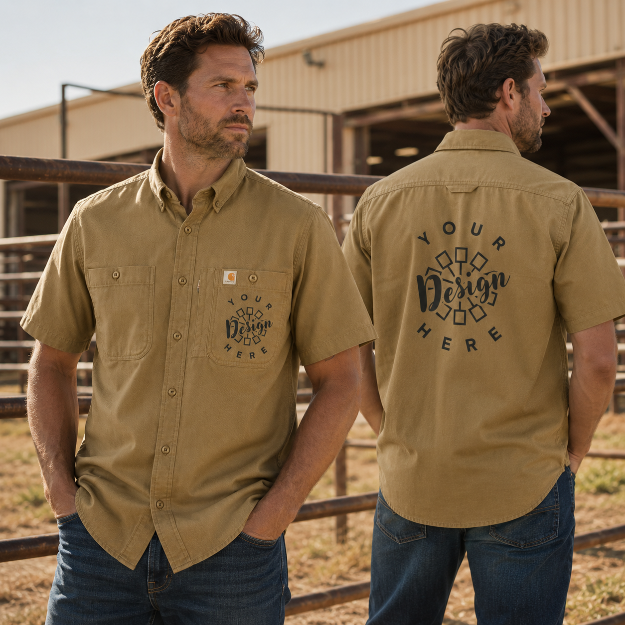 Carhartt Work Shirt with Logo – Short Sleeve Button-Down Uniform Shirt