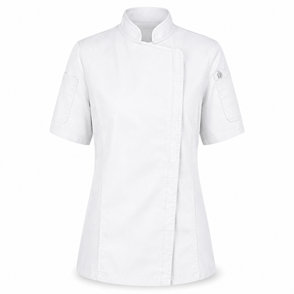 Women’s Short Sleeve Chef Jacket – Logo Service Uniform Jacket