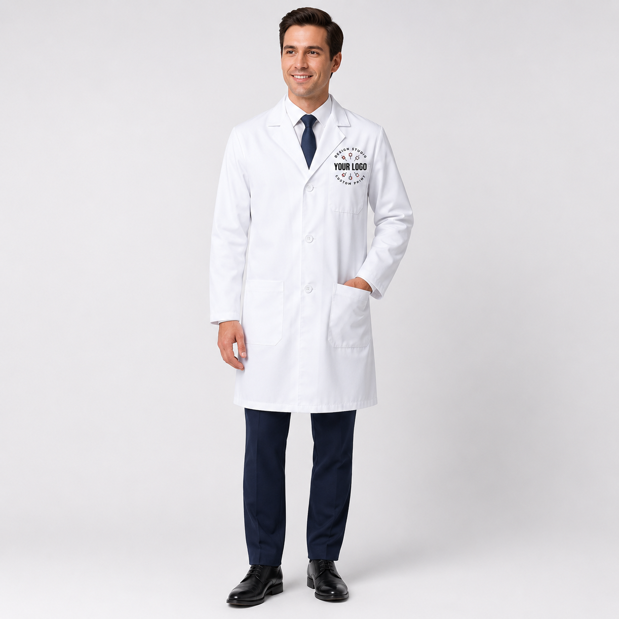 White Lab Coat with Name – Personalized Medical Coat for Doctors & Clinics