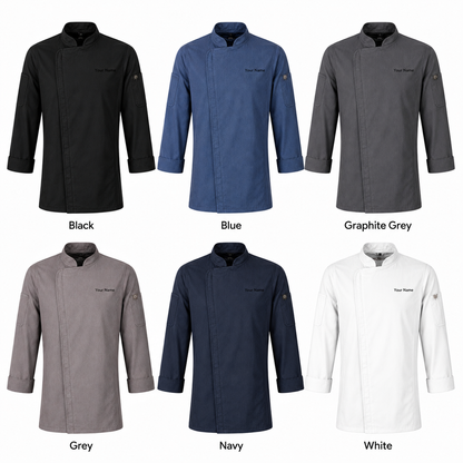 Long Sleeve Chef Jacket – Modern Kitchen Service Coat with Logo