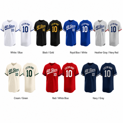 Personalized Baseball Jersey, Custom Name and Number Shirt, All Stars Team Jersey, Game Day Button Up Shirt, Sports Fan Jersey, Team Uniform