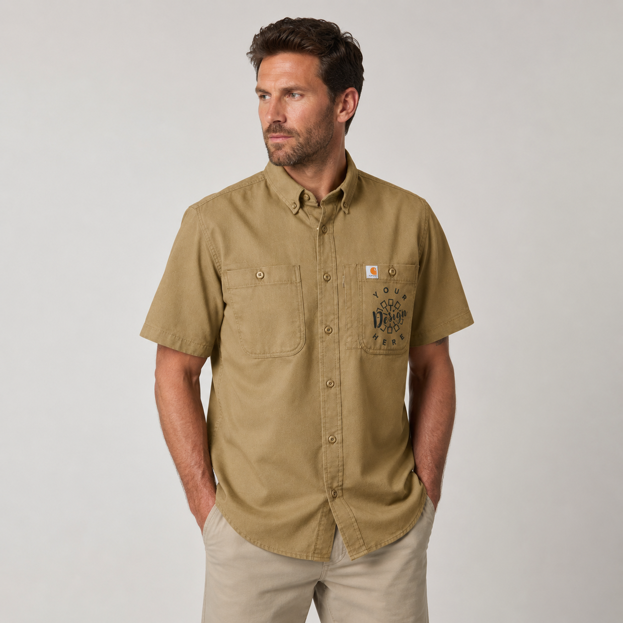 Carhartt Work Shirt with Logo – Short Sleeve Button-Down Uniform Shirt