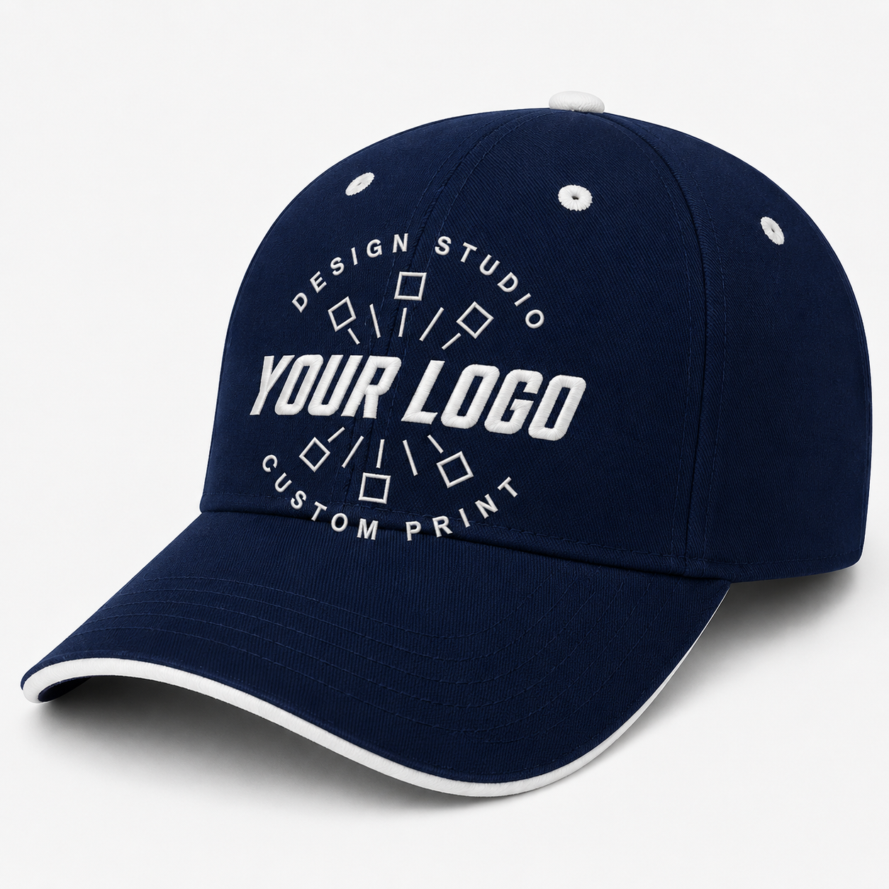 Custom Embroidered Contrast Trim Brushed Cotton Cap